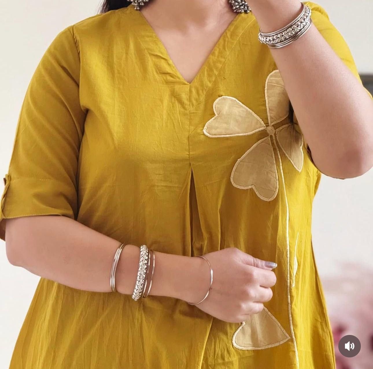 Yellow Cotton Patchwork Cord-Set